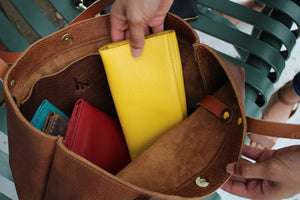 The Yellow Leather Minimalist Wallet by Kerry Noel is the perfect option for fall!