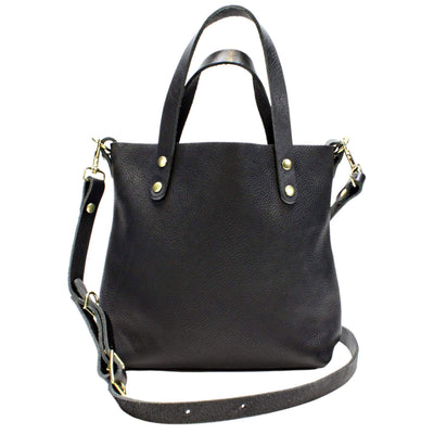 Small Leather Tote in Black Full Grain Leather by Kerry Noel.