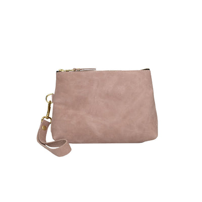 Handmade Leather Wristlet Clutch in Blush featuring Zipper closure by Kerry Noel.