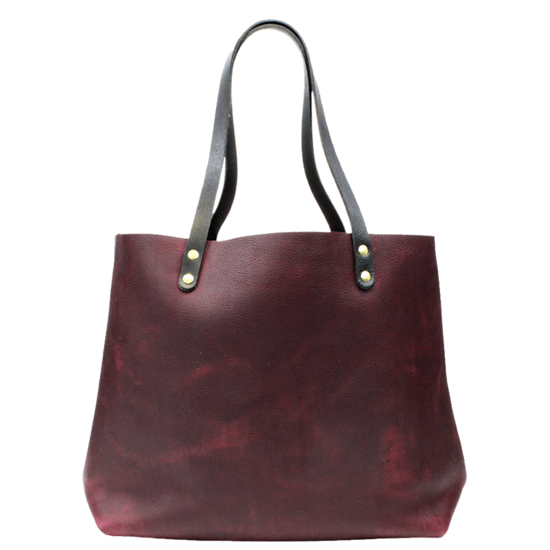 Large Burgundy Leather Tote Bag | Kerry Noël None/Open / Matte Black / External
