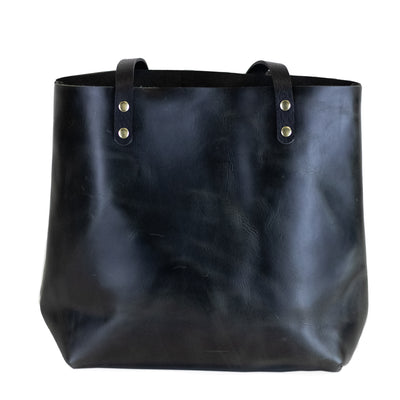 Womens Standard Charcoal Gray full grain leather tote.