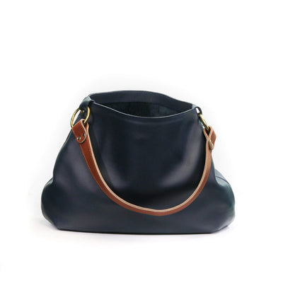 Soft Leather Slouchy Hobo Bag in Navy Full Grain Leather by Kerry Noel.