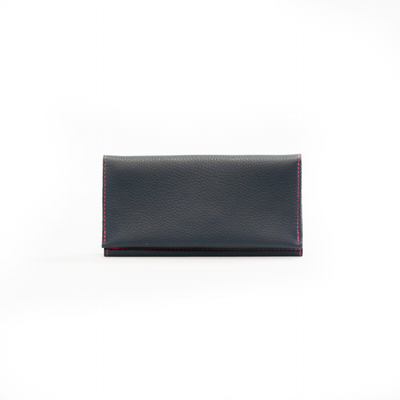 Women's  Leather Wallet in Navy with Pink Stitching by Kerry Noël.