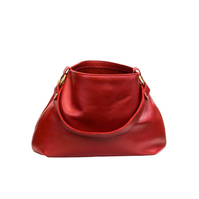 Soft Leather Slouchy Hobo Bag in Red Full Grain Leather by Kerry Noel.