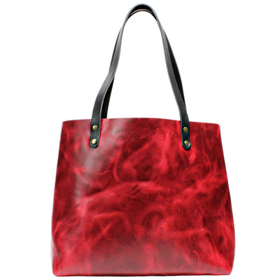 Red Pullup Large Leather Tote by Kerry Noël.