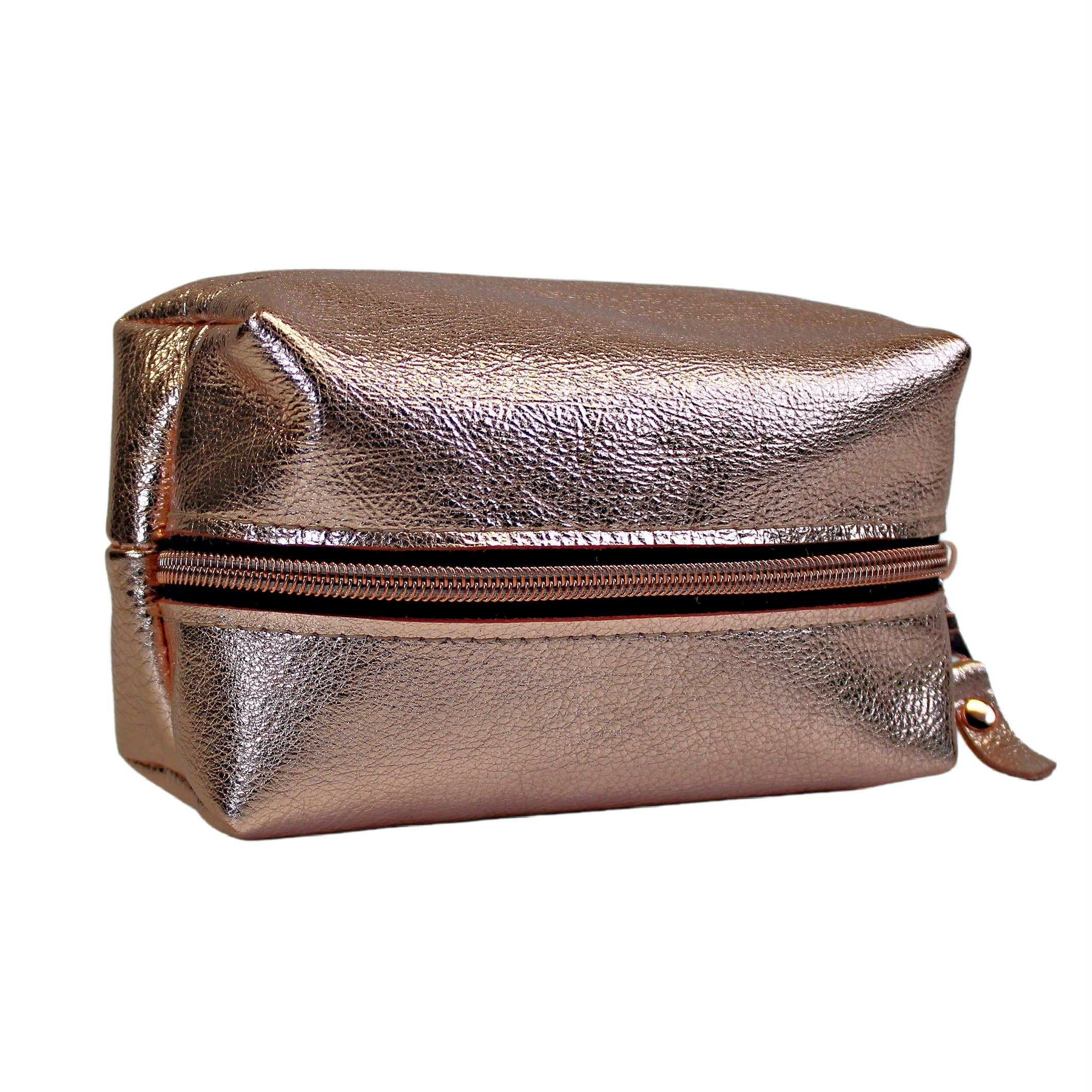 Dome Cosmetic Case | Rose Gold Metallic Leather – Graphic Image