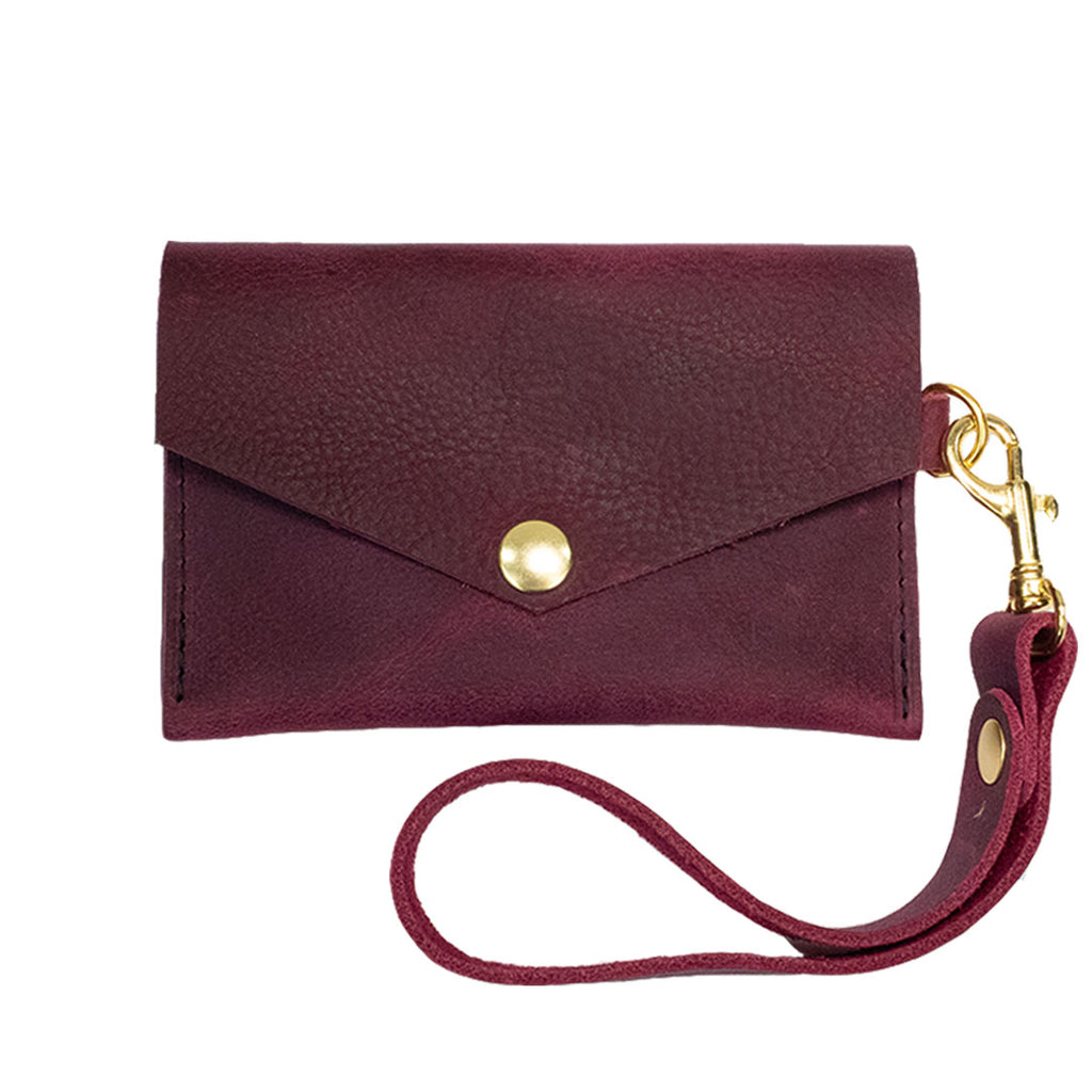 Women's leather wallet keychain, wristlet wallet